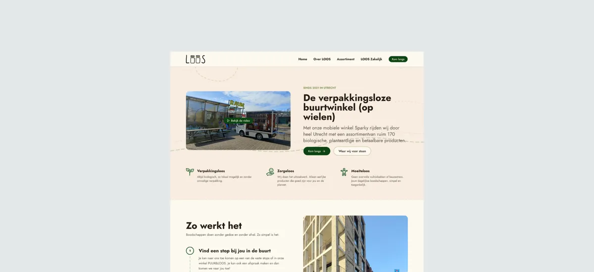 Screenshot van de website van LOOS Utrecht